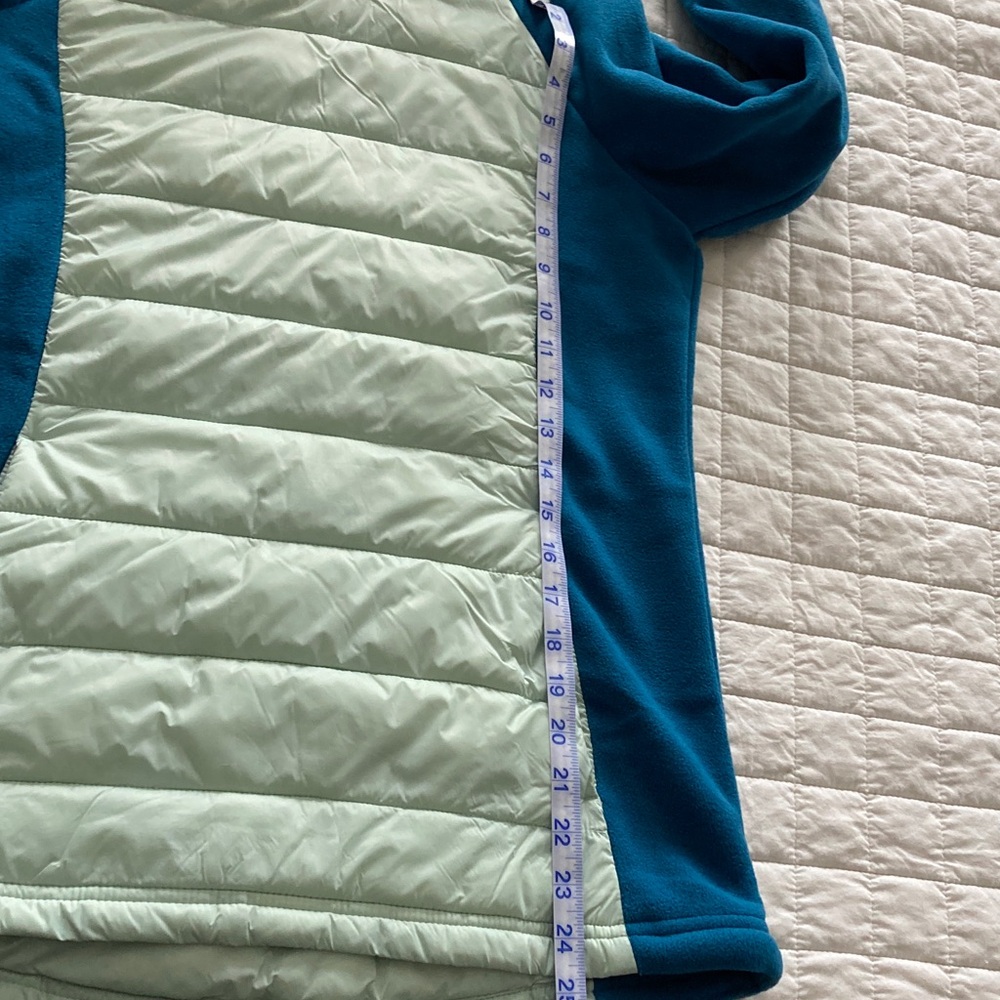 Lands' End Blue and Light Green Quilted Fleece Hoodie - Picture 11 of 11